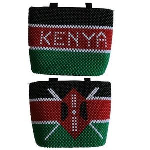 KENYA AFRICA Beaded Bucket‎ Shoulder Handbag 12" W x 9" H x 6" D